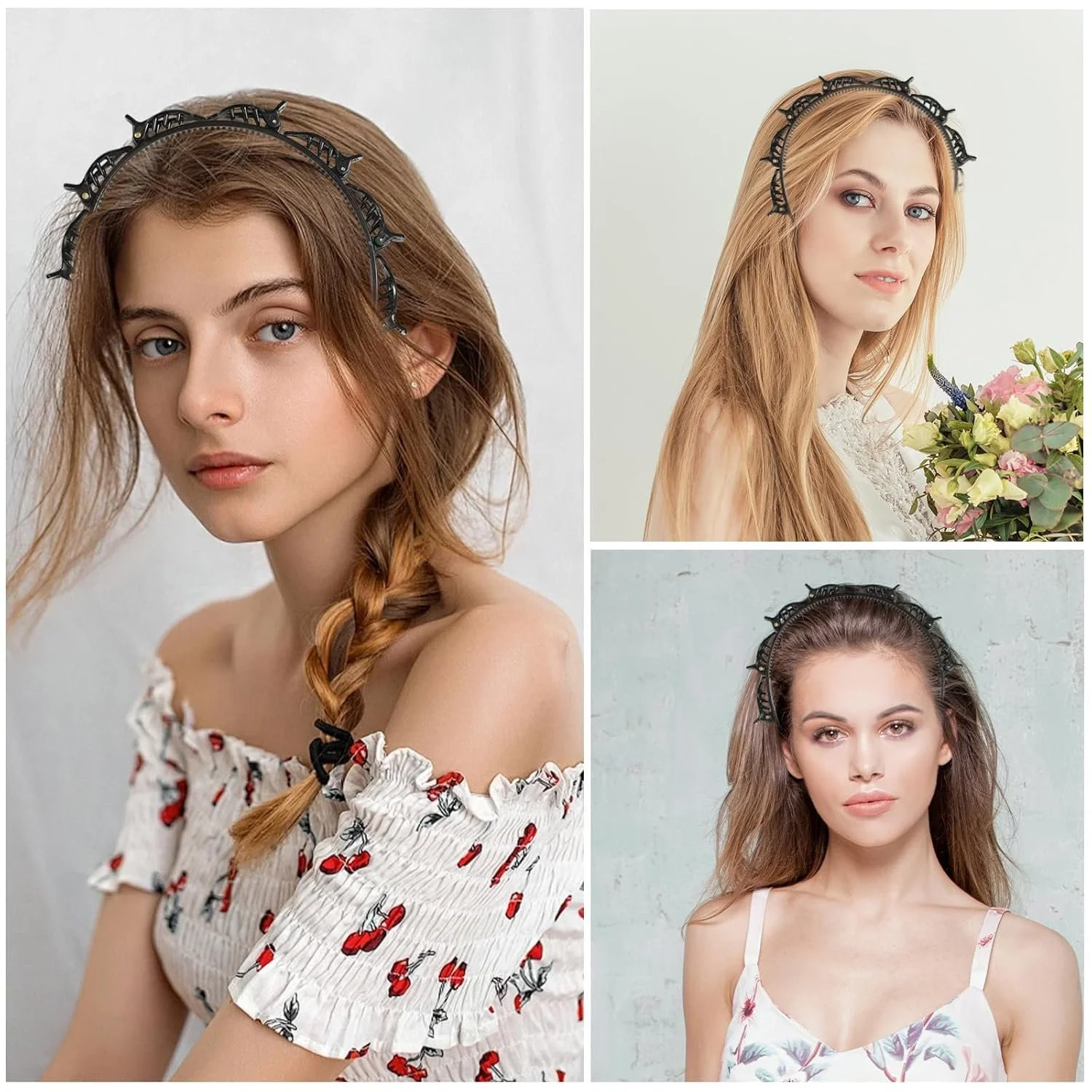 Набір обручів для волосся з затискачами (2 шт.), фото №4