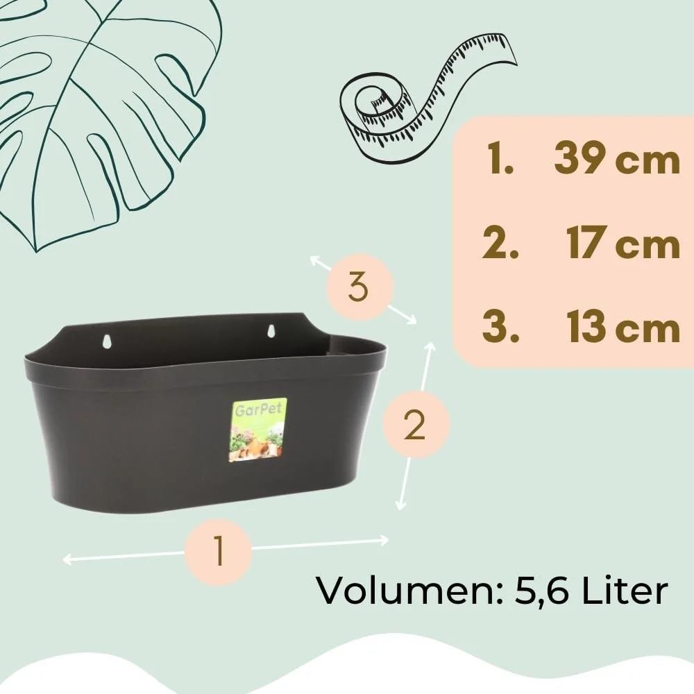 Набір горщиків настінних 2 шт. антрацит, фото №2