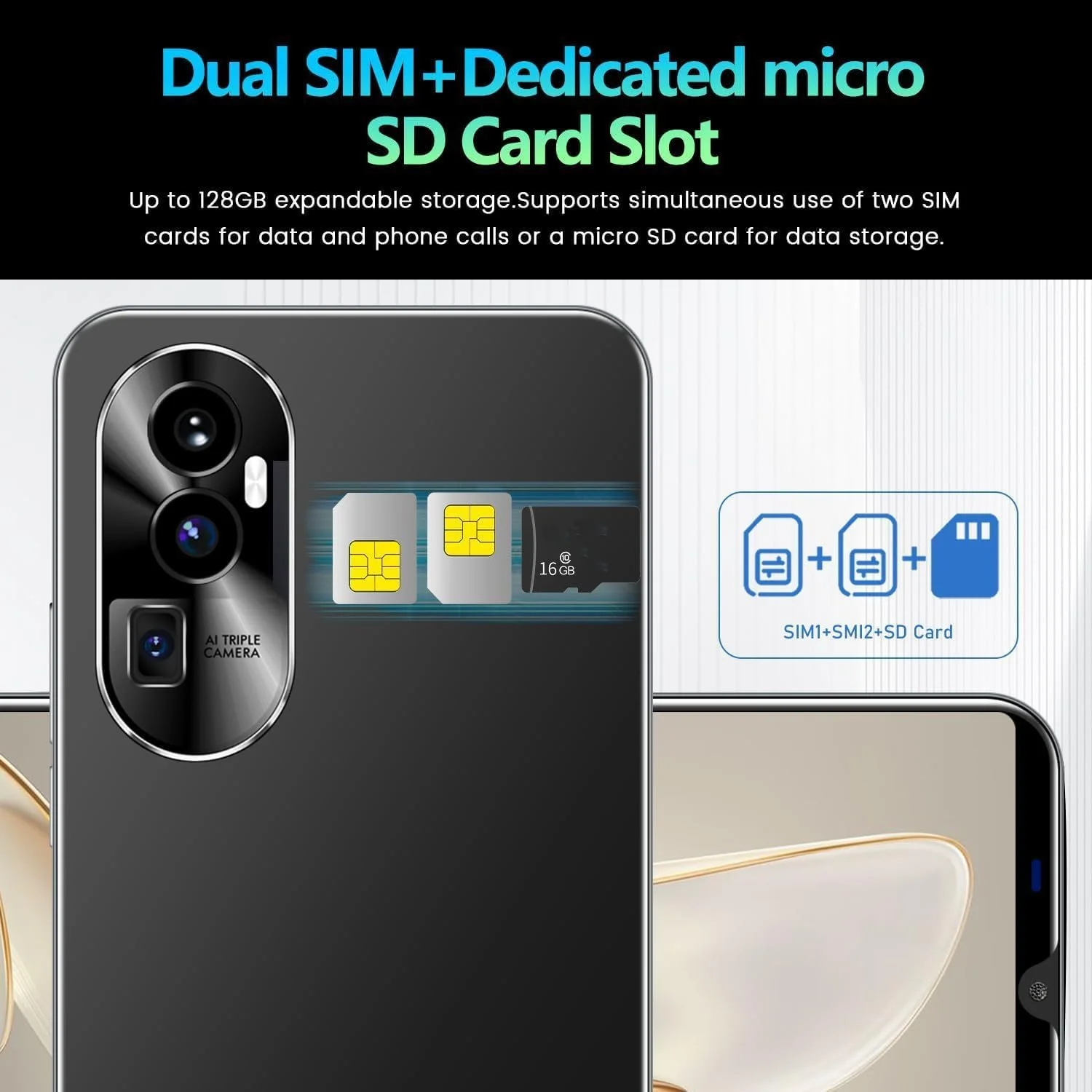 Смартфон Rino 10 5.0" Dual SIM Quad Core 1GB+16GB Android 9.0 3G Gold, фото №5