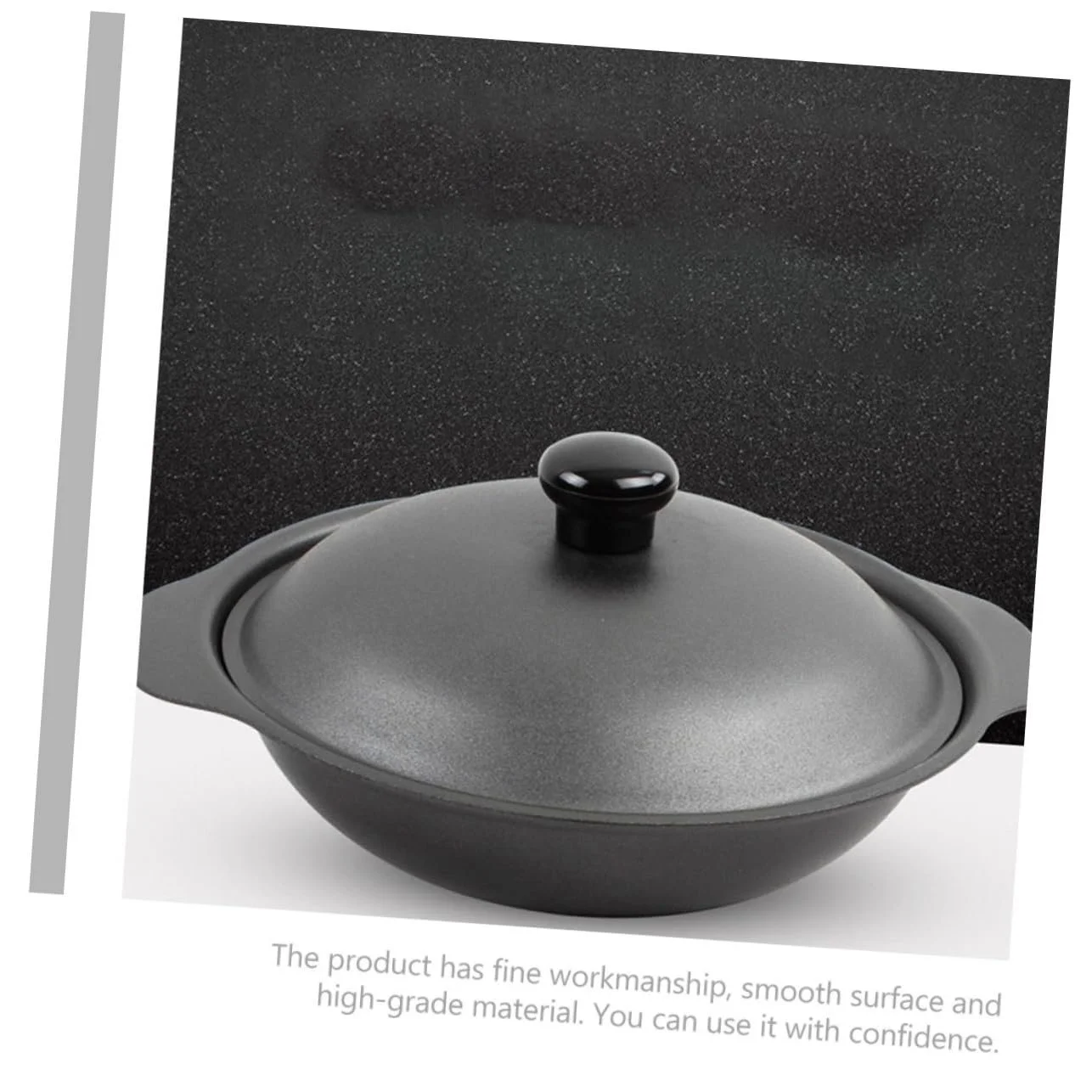 Кастрюля для риса 22 см с крышкой чугунная термостойкая антипригарная для тушеной курицы, фото №6