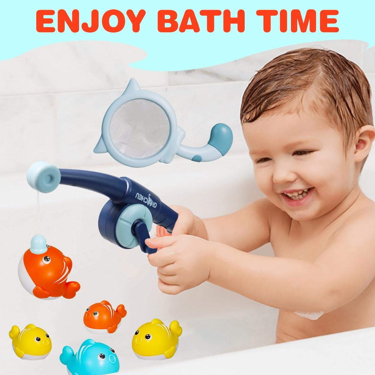 Игрушка для ванны Малыш Рыбалка с магнитной удочкой и сачком, фото №5 Игрушка для ванны Малыш Рыбалка с магнитной удочкой и сачком, фото №5