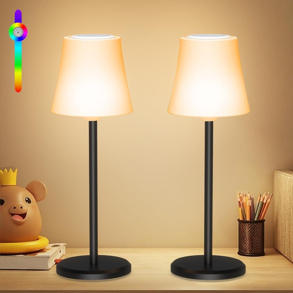 Настільна лампа LED Бездротова 2 шт. RGB IP54 USB-C 4000 мАг Сенсорна, фото №1