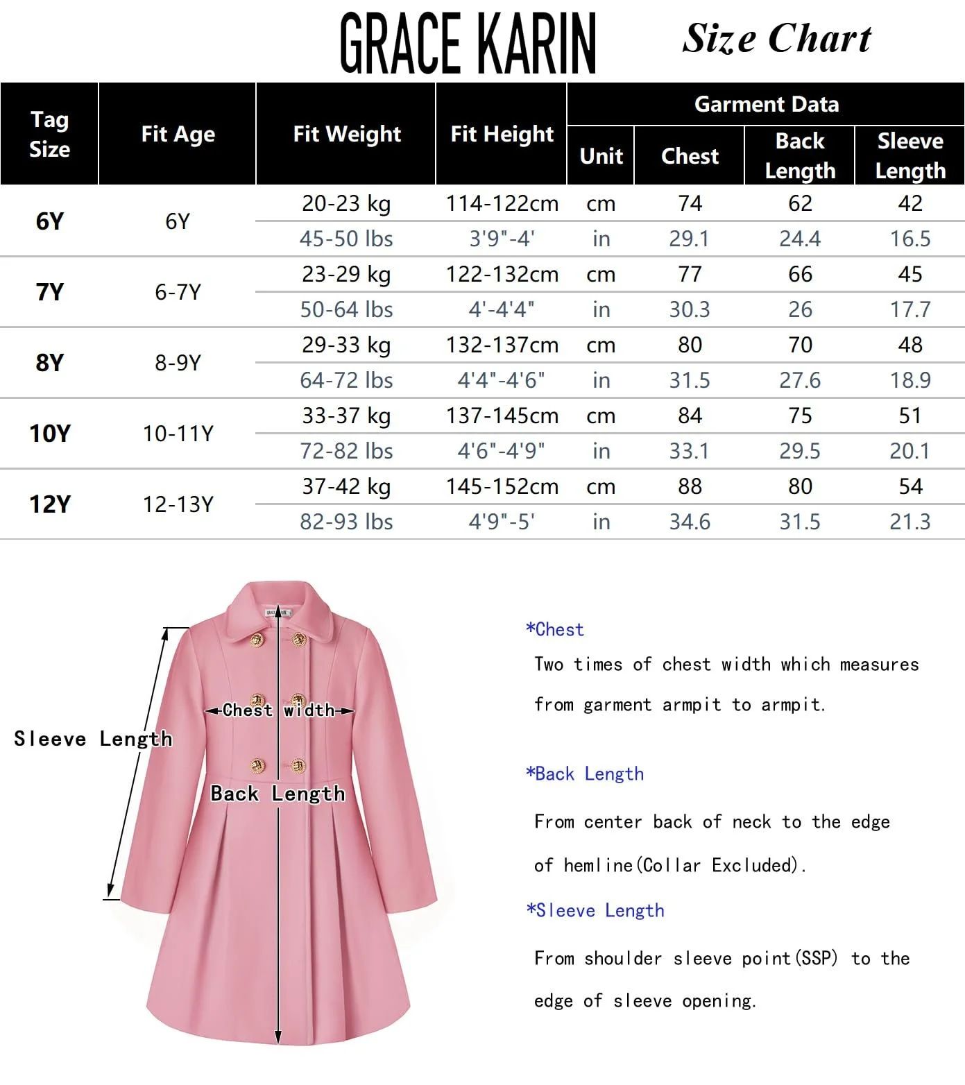 Пальто GRACE KARIN Двобортне, з коміром, осіннє-зимове, фото №6