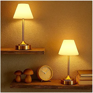 Настільні лампи OUTON Комплект 2 шт LED Бездротові 4000 мАг USB-C 3 колірні температури Сенсорні IP54 (Золотисті) synthetic.ua - Фото 1