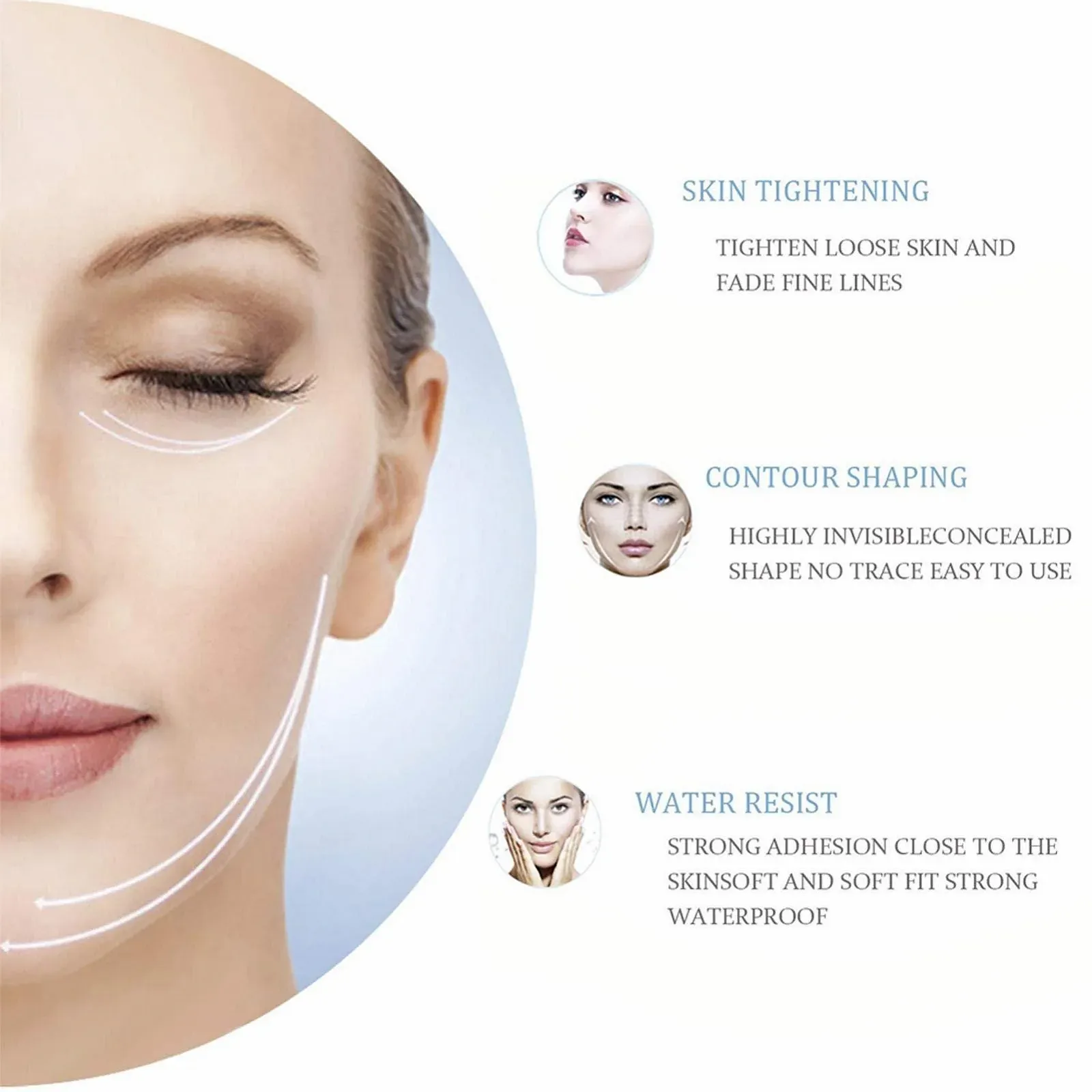 Стрічка для підтяжки обличчя 40 штук Наклейка для підтяжки обличчя V-подібна форма, фото №7