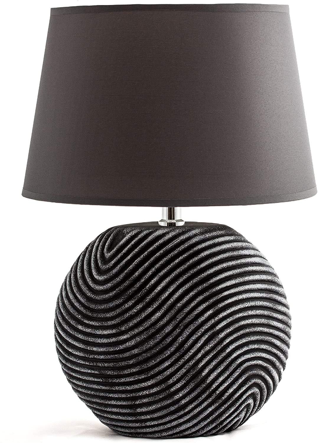 Настільна лампа BRUBAKER Zen Garden керамічна антрацитово-сіра 38 см, фото №1