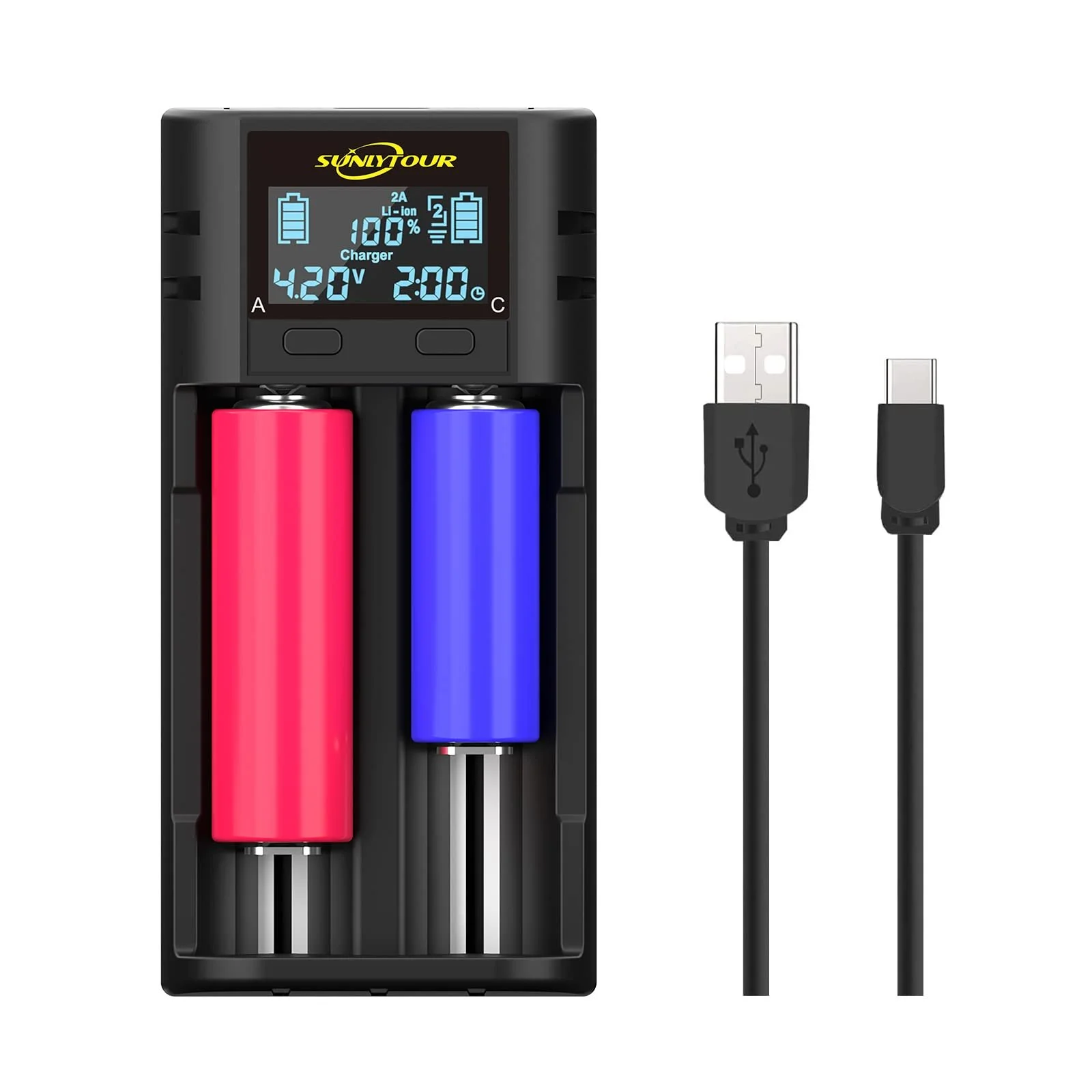 Зарядний пристрій Intelligent для 21700 18650, LCD зарядний пристрій для 21700 21750 21700 18650 для 20700 22700 26650 26700 16340 (RCR123) 17650 17670 NI-M H/H/NI-Cd AA AA AAA, фото №5