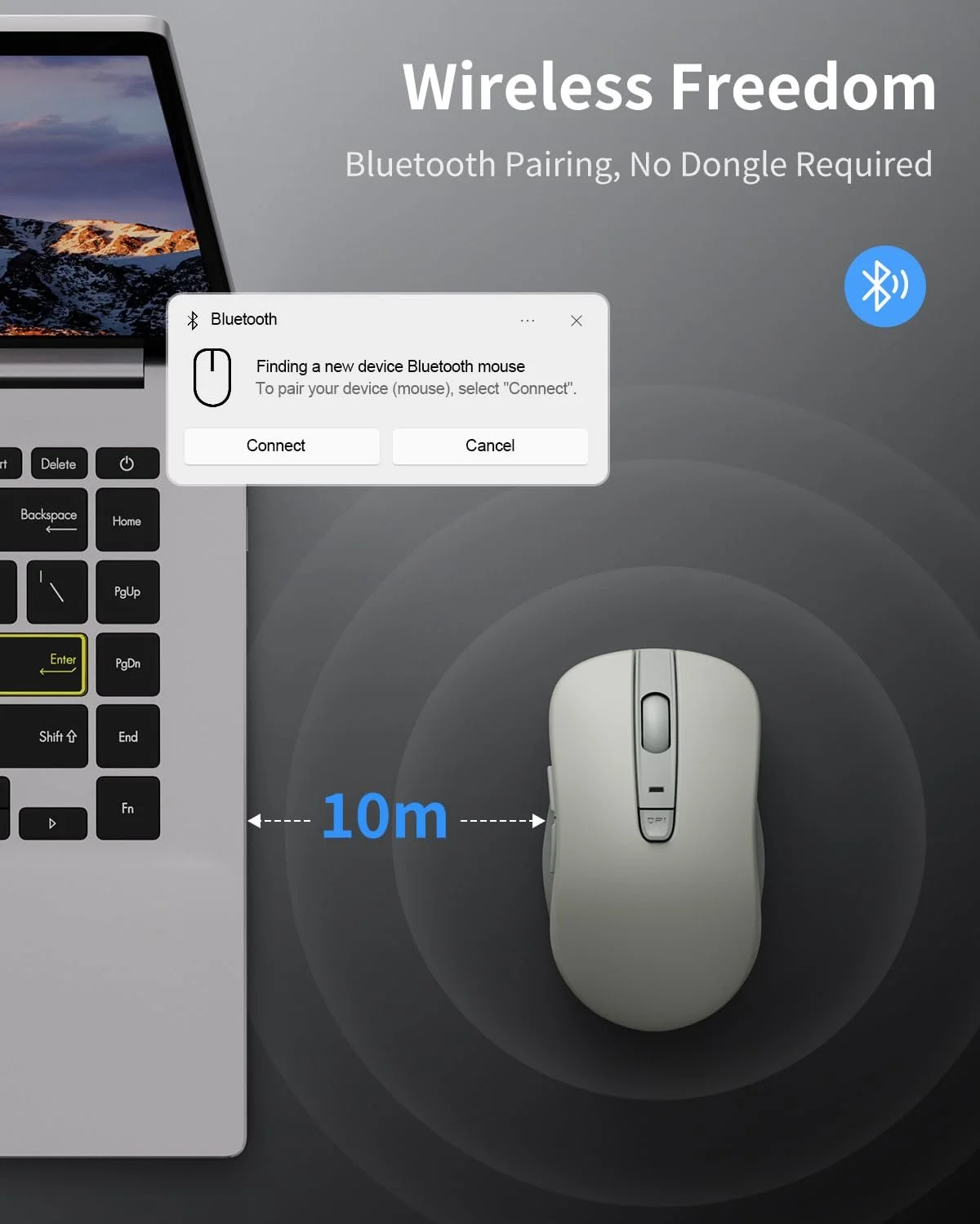 Мышь Беспроводная Lenovo WL300 Bluetooth с тихими нажатиями, 3 регулируемых DPI, фото №3