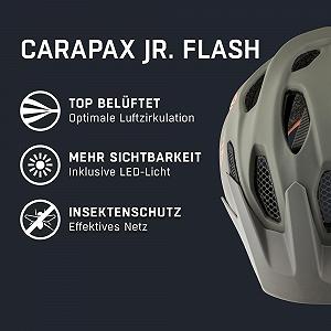 Шлем ALPINA Carapax JR. Flash Illuminated, легкий и безопасный светодиодный велосипедный шлем с сеткой от насекомых для детей synthetic.ua - Фото 1