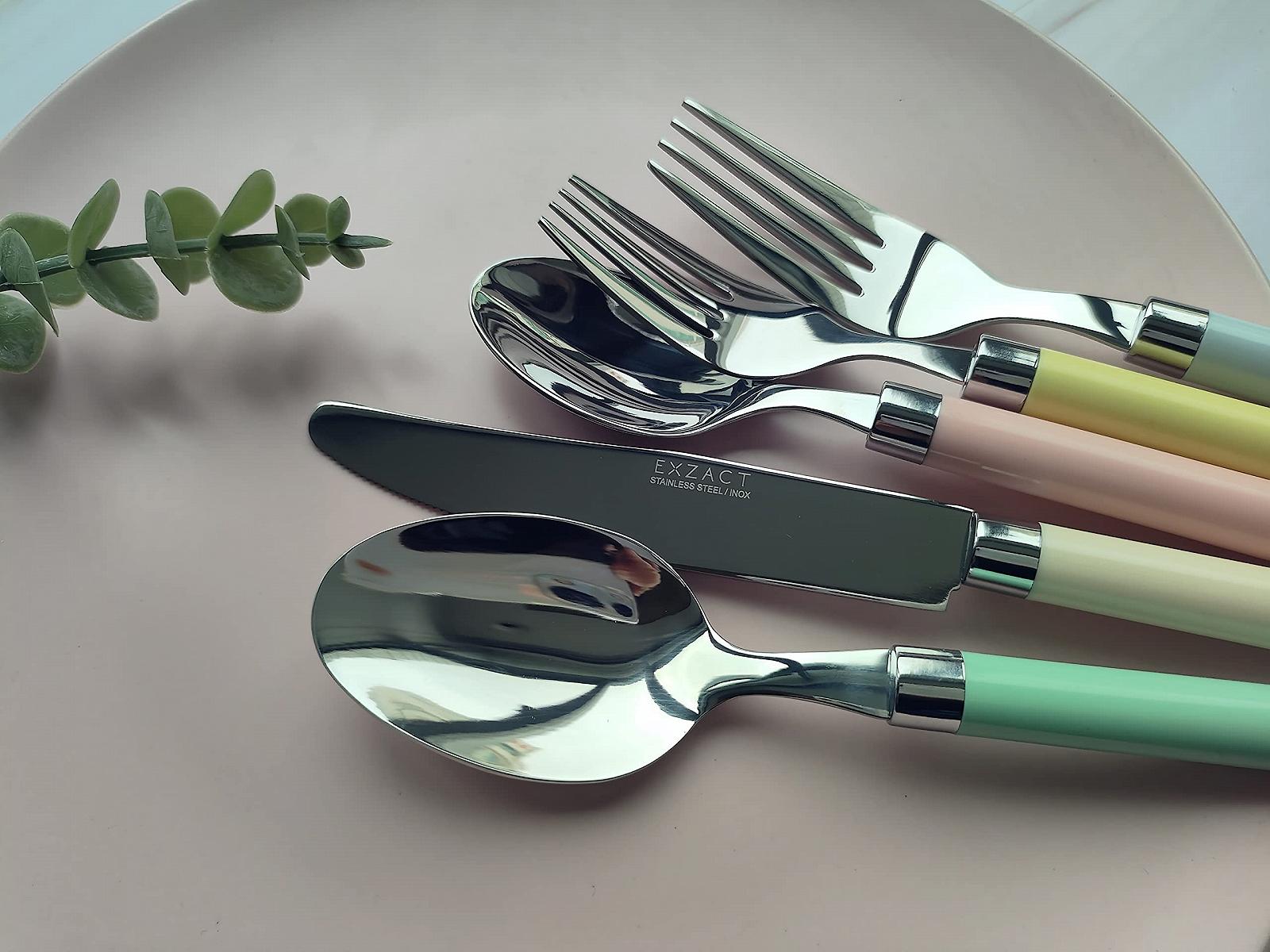 Набор столовых приборов Exzact 20 предметов из нержавеющей стали разных цветов, фото №5