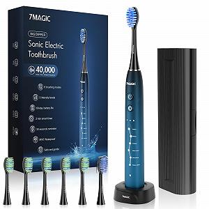 Електрична звукова зубна щітка 7MAGIC 6 режимів 3 інтенсивності 40000 VPM IPX7 Синя - Фото 1