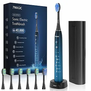 Електрична звукова зубна щітка 7MAGIC 6 режимів 3 інтенсивності 40000 VPM IPX7 Синя - Фото 1