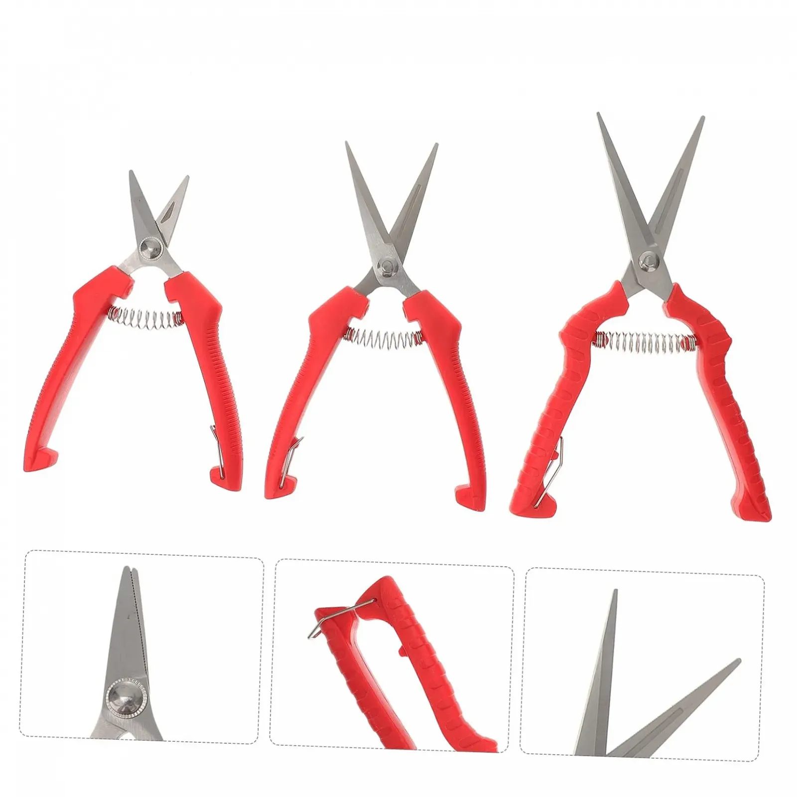 Набір садових секаторів Happyyami 3 шт. нержавіюча сталь Red, фото №9