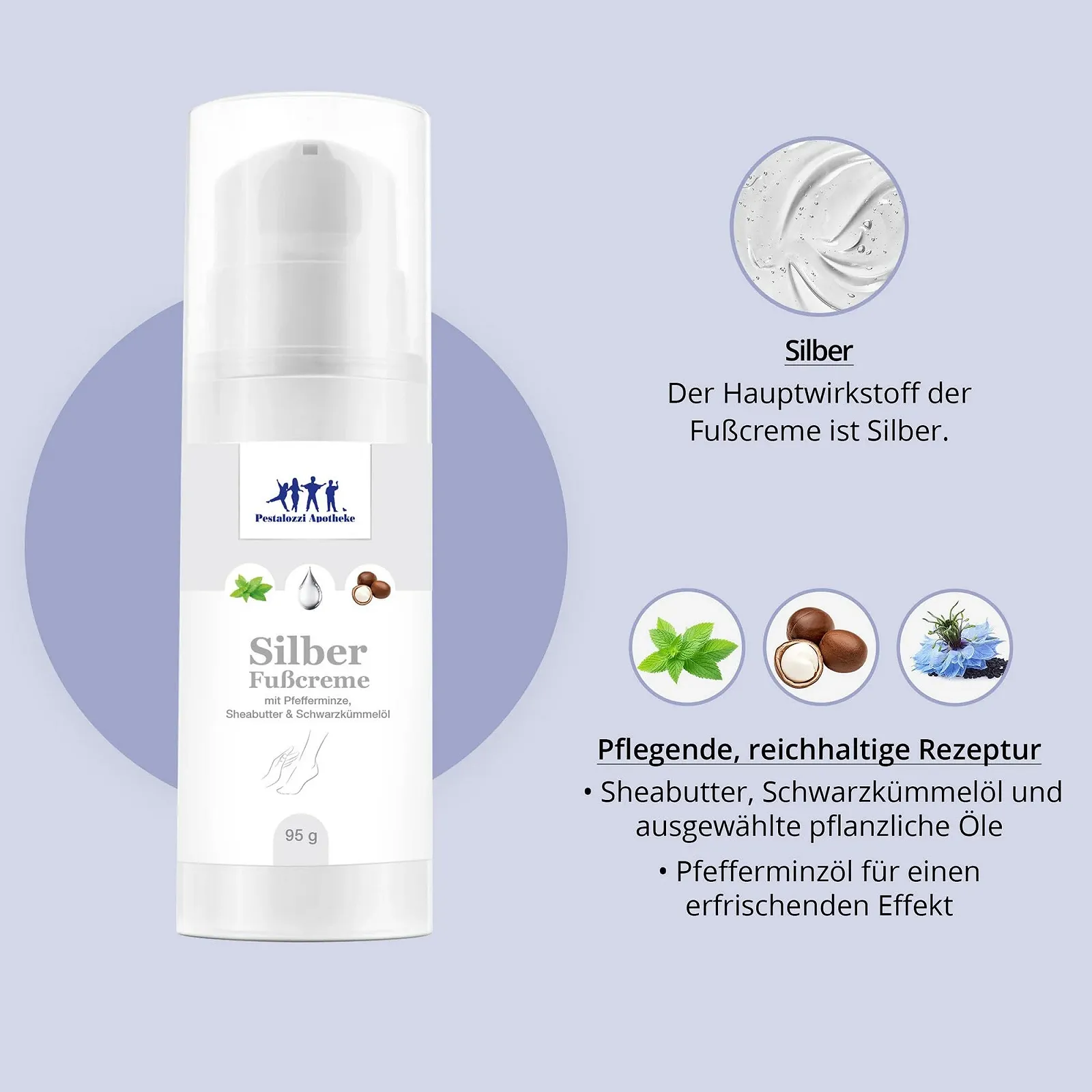 Крем для ног Silver Foot Cream серебро 450ppm для сухой и ороговевшей кожи, фото №3