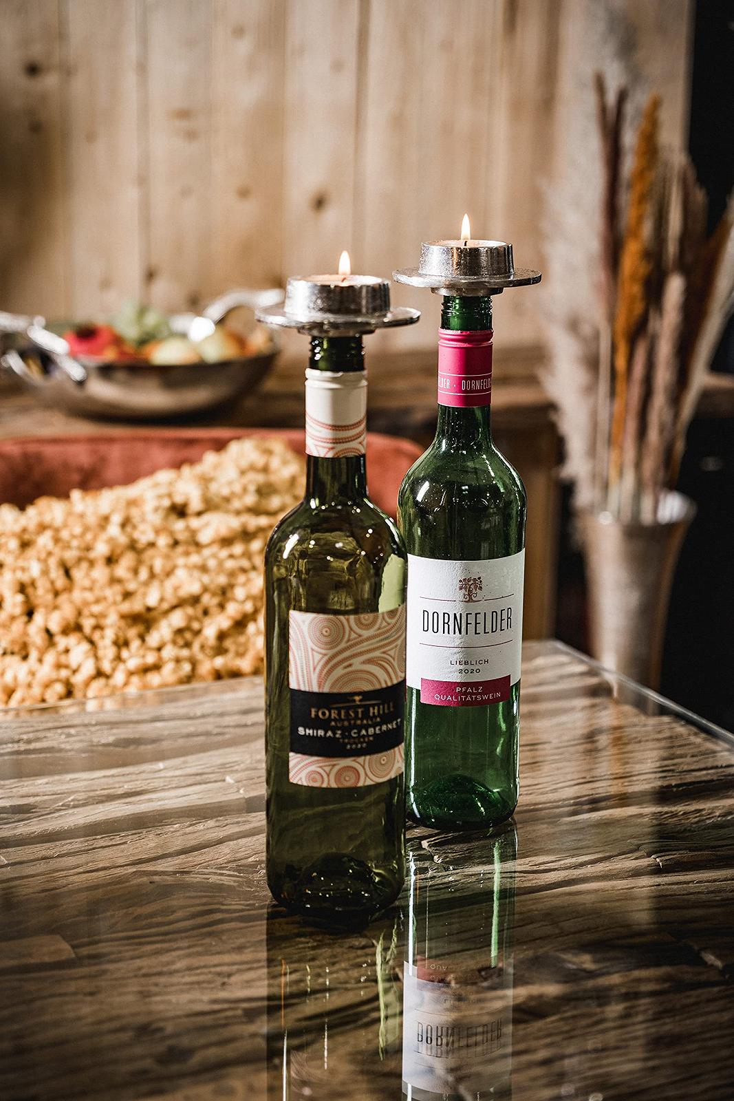 Подсвечник Michael Noll для бутылок вина алюминиевый серебряный для чайных свечей, набор из 5, фото №3 Подсвечник Michael Noll для бутылок вина алюминиевый серебряный для чайных свечей, набор из 5, фото №3