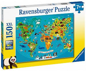 Детский пазл Ravensburger Animal World Map 150 элементов XXL от 7 лет synthetic.ua - Фото 1