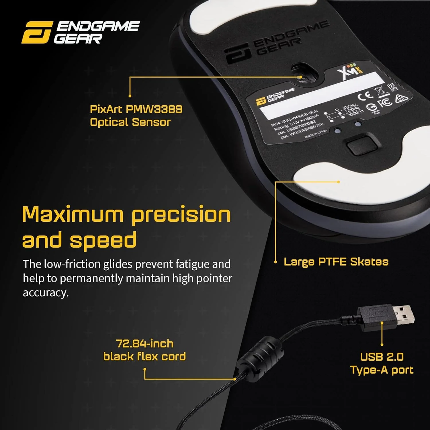 Провідна ігрова миша Endgame Gear XM1 RGB Чорний, фото №5