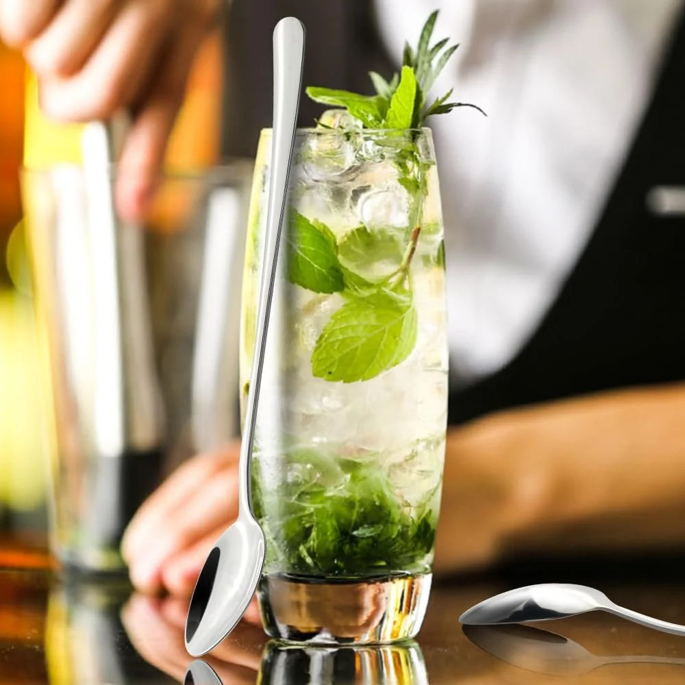 Ложки з нержавіючої сталі homEdge з довгою ручкою, 21 см, для змішування коктейлів, фото №4