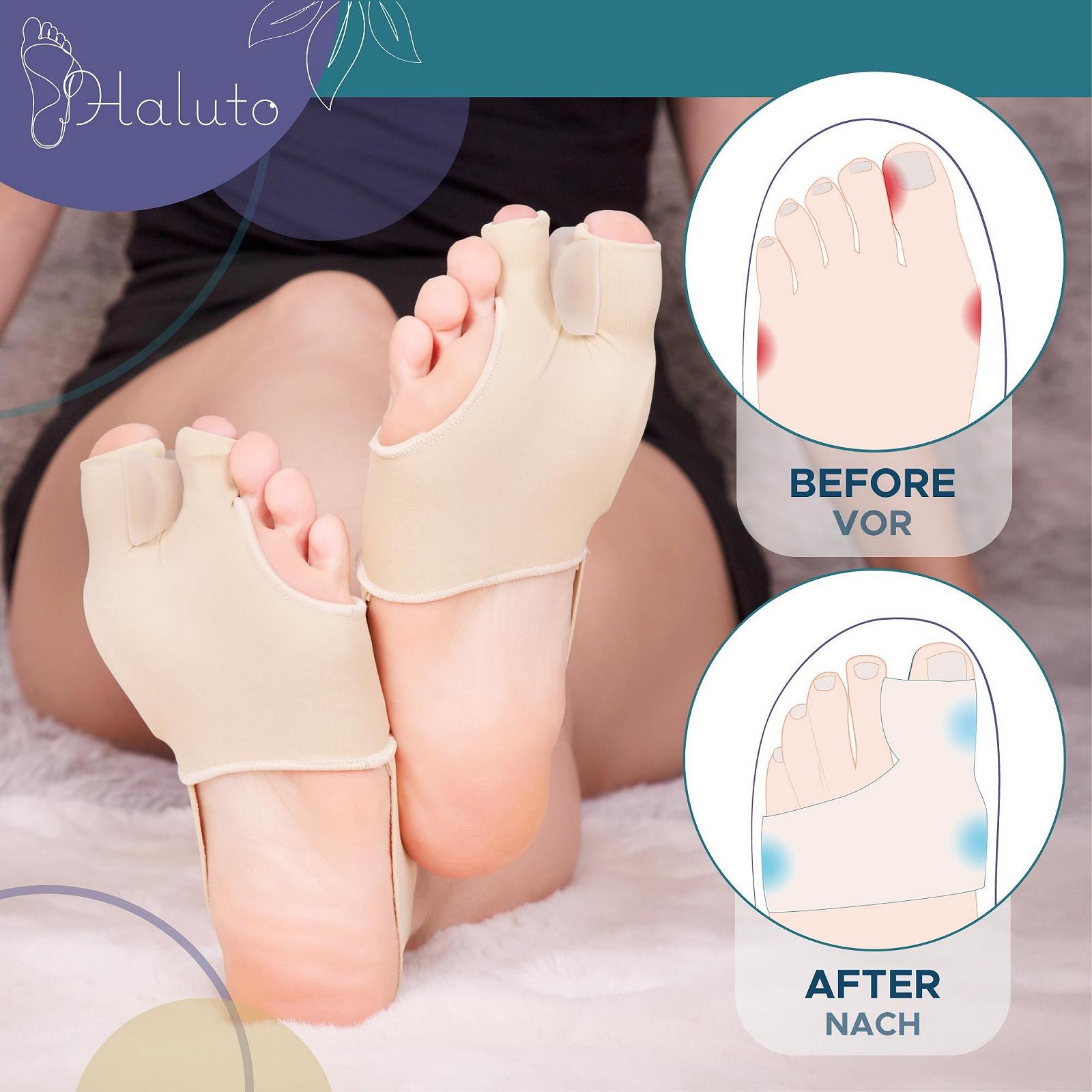 Пов'язка для корекції Hallux Valgus HALUTO 2 шт. з п'ятковою стрічкою Роздільник великого пальця стопи, фото №6