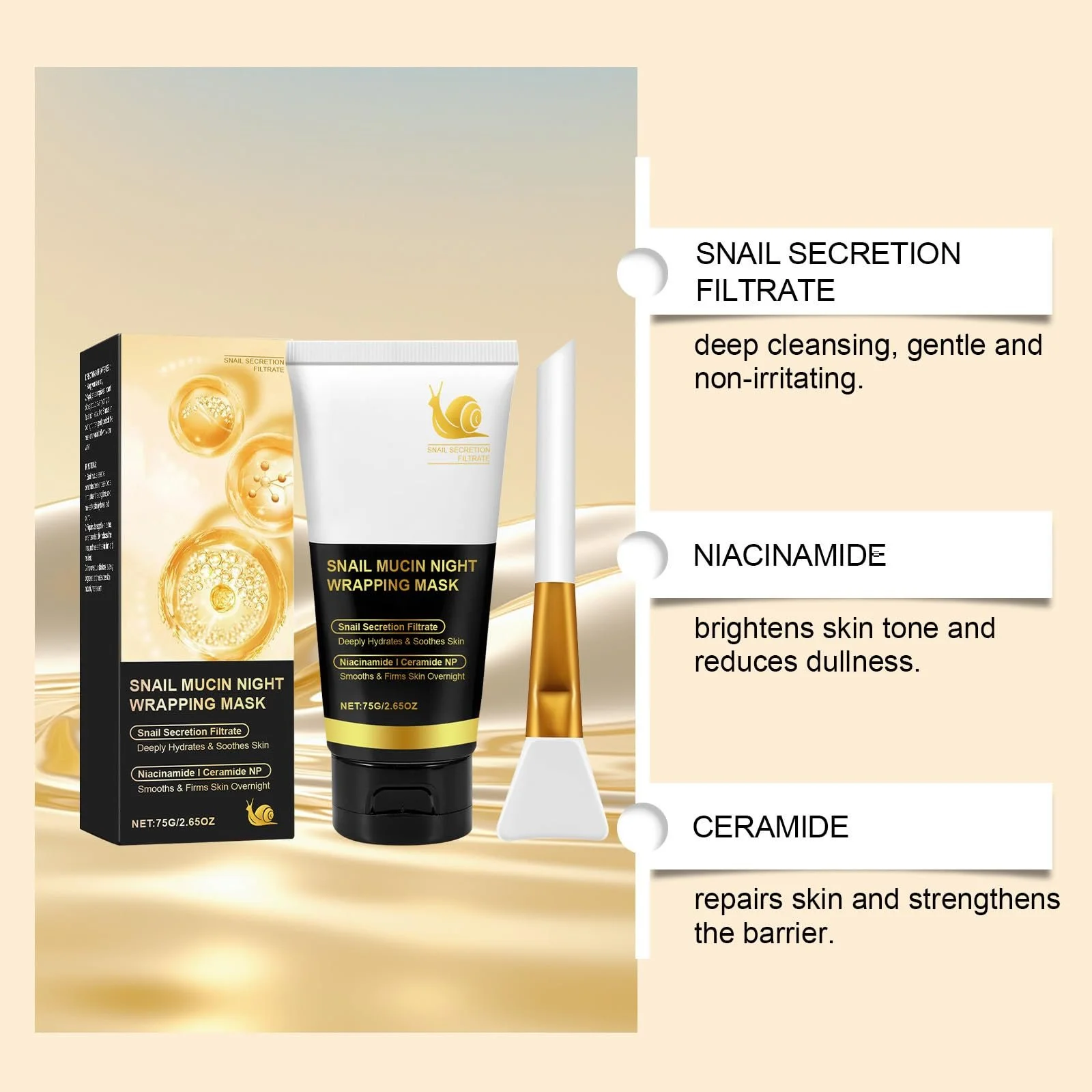 Маска Turmeric Зволожуюча Нічна Маска для Обличчя з Колагеном з пензлем для сяючої та пружної шкіри, фото №4 Маска Turmeric Зволожуюча Нічна Маска для Обличчя з Колагеном з пензлем для сяючої та пружної шкіри, фото №4