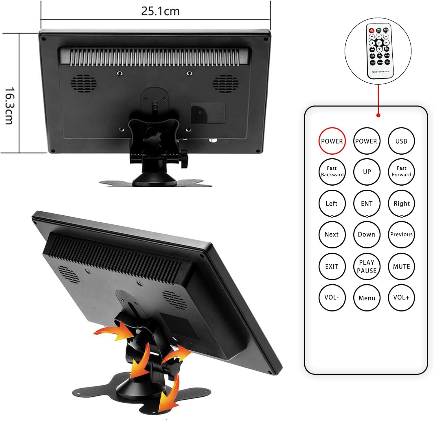 Монітор портативний 10.1" Camecho SH1AM2CA HD IPS 60 Гц, фото №2