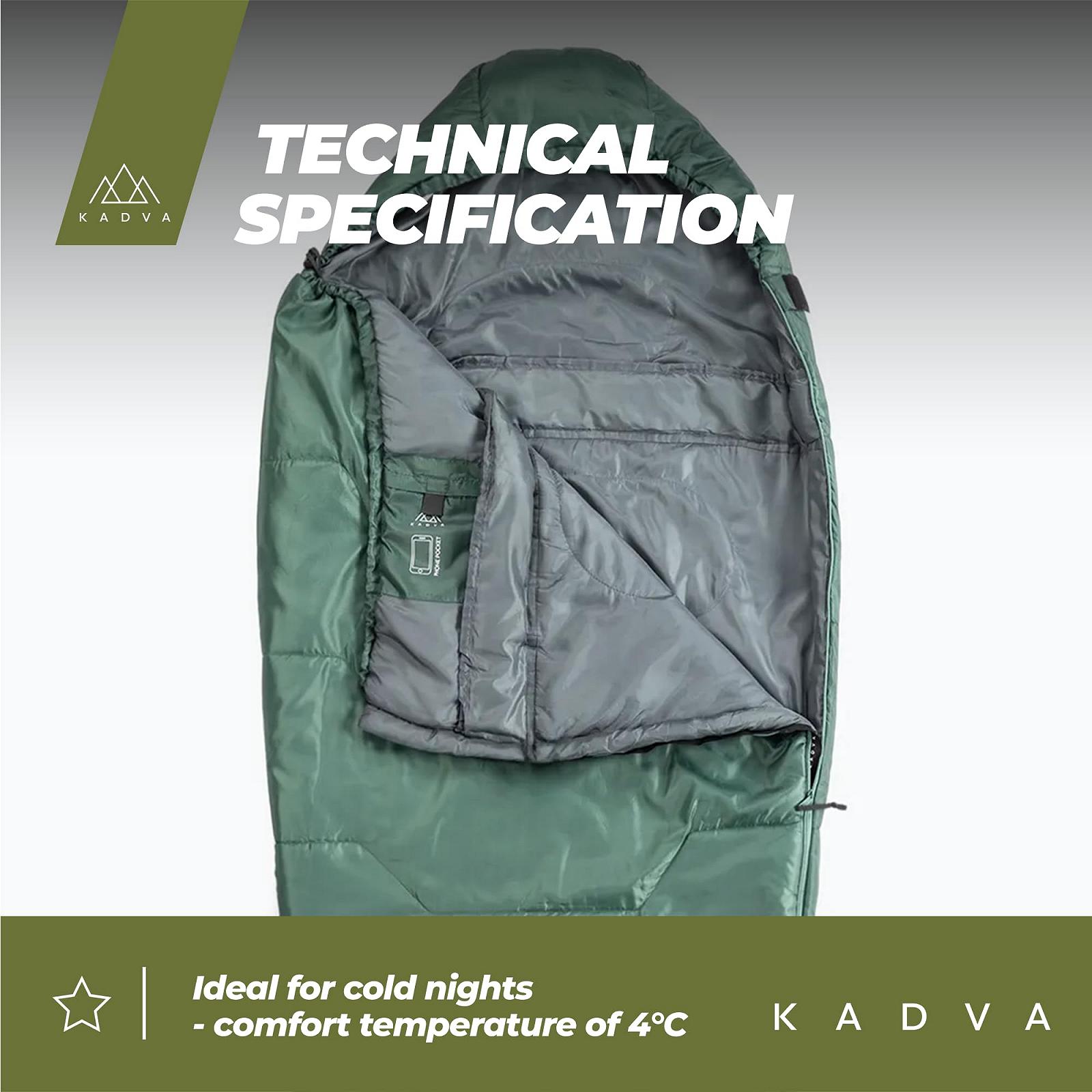 Спальний мішок KADVA Mumio Camping L 230 x 80 см зимовий з капюшоном температура комфорту 4 градуси високе утримання тепла RipStop Technology, фото №2 Спальний мішок KADVA Mumio Camping L 230 x 80 см зимовий з капюшоном температура комфорту 4 градуси високе утримання тепла RipStop Technology, фото №2