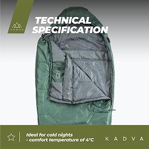 Спальний мішок KADVA Mumio Camping L 230 x 80 см зимовий з капюшоном температура комфорту 4 градуси високе утримання тепла RipStop Technology ціна на synthetic.ua - Фото 1 Спальний мішок KADVA Mumio Camping L 230 x 80 см зимовий з капюшоном температура комфорту 4 градуси високе утримання тепла RipStop Technology synthetic.ua - Фото 1