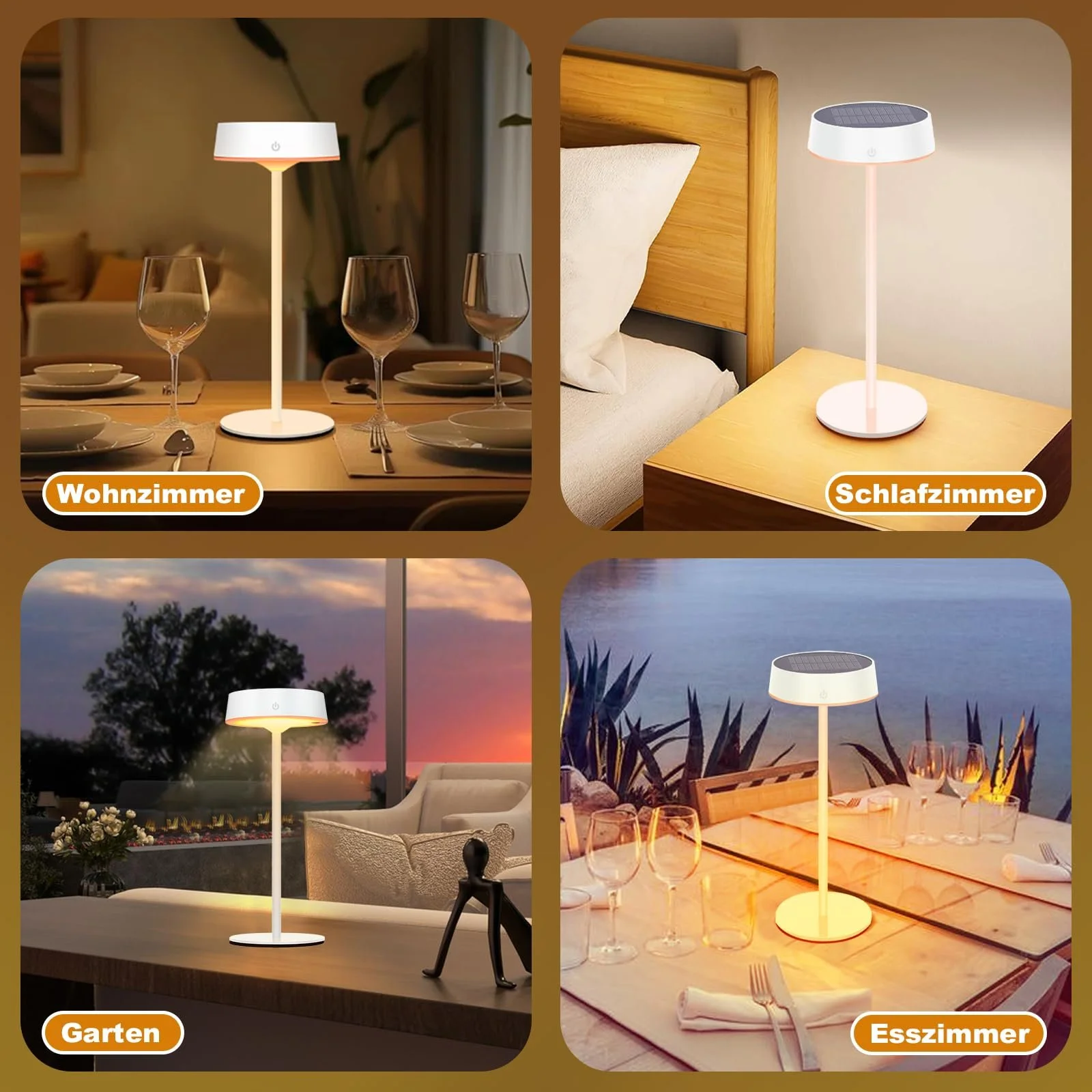 Настільна лампа Rosnek LED бездротова на сонячній батареї IP67 3 колірні температури Біла, фото №8