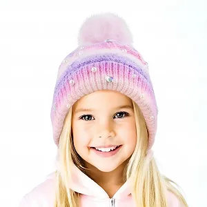 Шапка детская PinkSheep Вязаная с помпоном для девочек 6-14 лет, розовая synthetic.ua - Фото 1