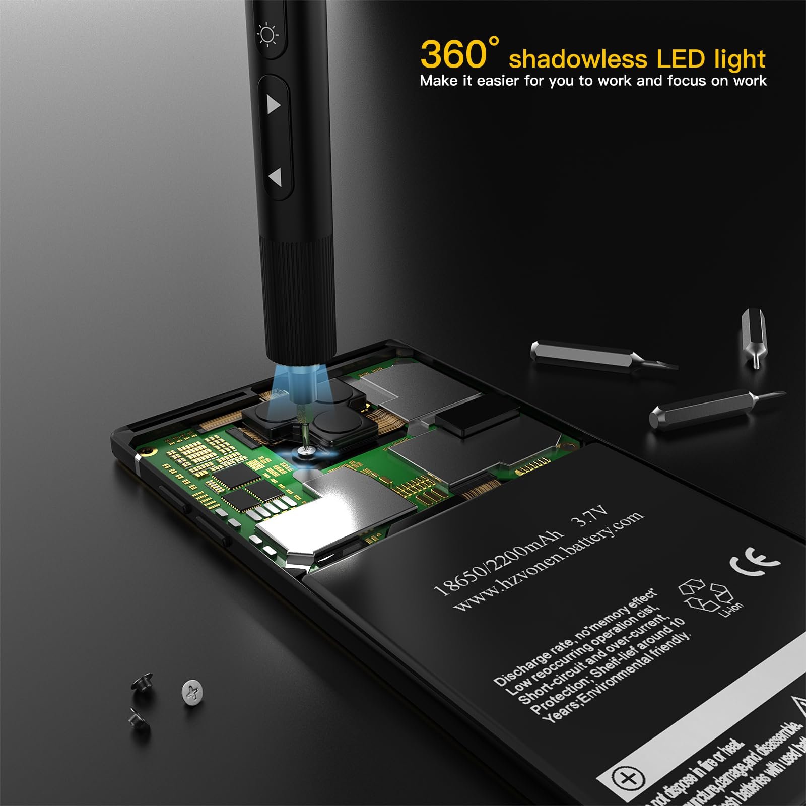 Набір електричних викруток Mini 55 в 1 Power Precision 48 магнітних біт для телефону, окулярів чорний, фото №5