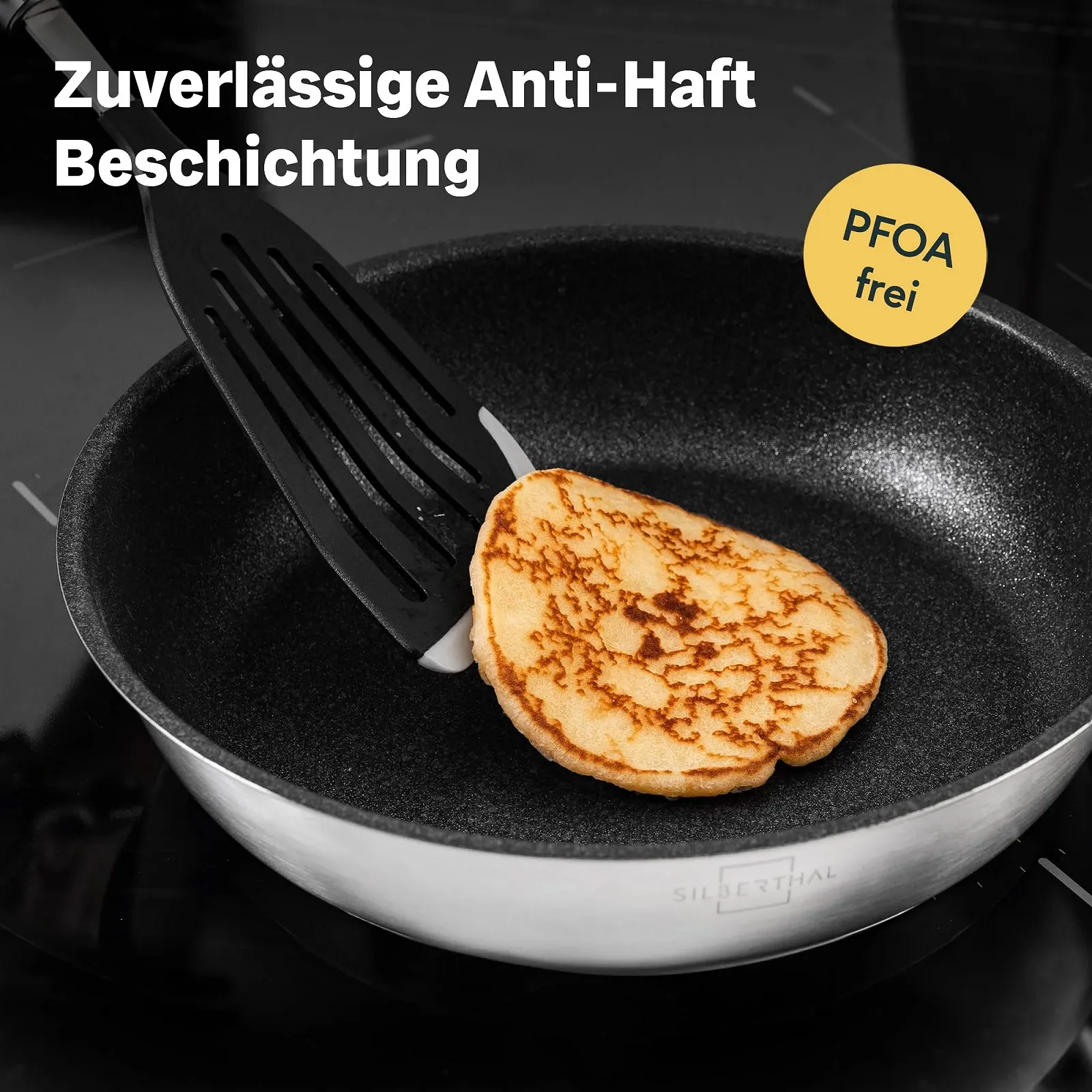 Набір пательнь SILBERTHAL з нержавіючої сталі, 2 шт, 28 см, без покриття та з покриттям, можна використовувати в духовці та мити в посудомийній машині, фото №2
