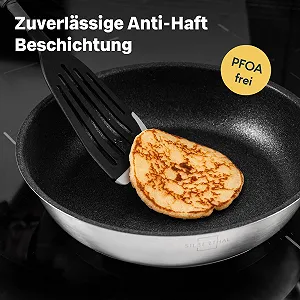 Набір пательнь SILBERTHAL з нержавіючої сталі, 2 шт, 28 см, без покриття та з покриттям, можна використовувати в духовці та мити в посудомийній машині synthetic.ua - Фото 1