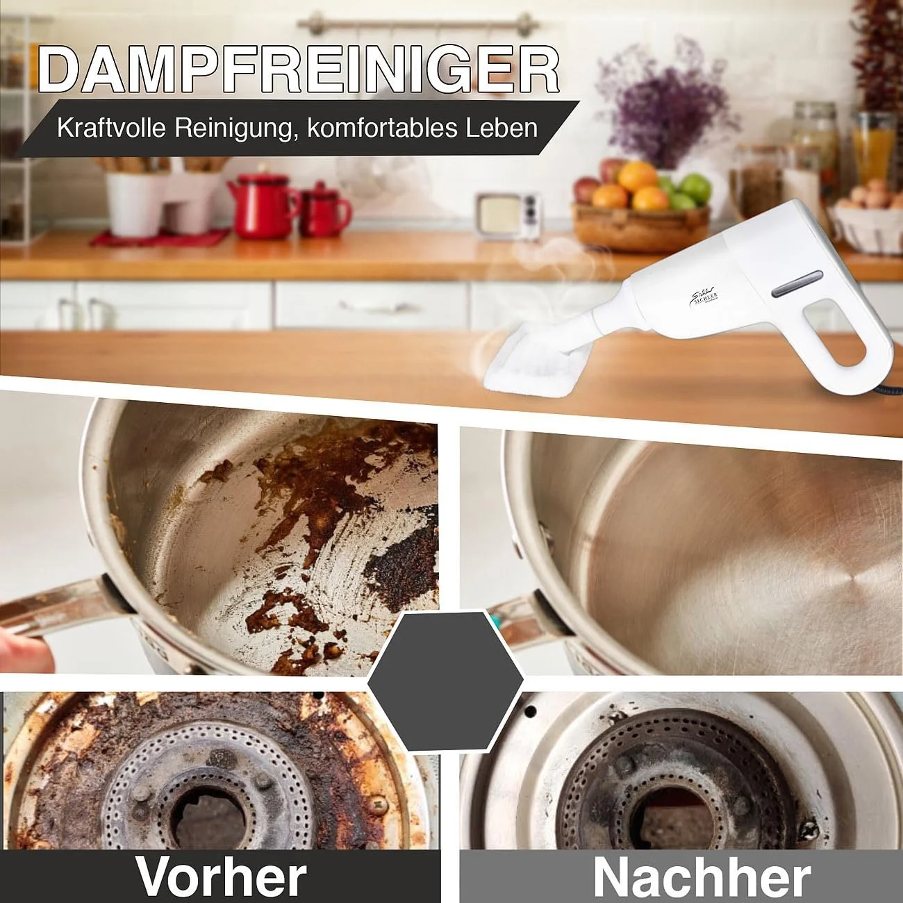 Пароочисник ручний та для підлоги Sichler Haushaltsgeräte DB-500 1200 Вт, фото №5