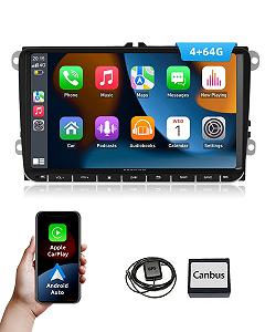 Автомагнітола Essgoo для VW Golf 5 6 Touran B6 EOS Tiguan Polo 4+64G Carplay 9 дюймів Android 14 Бездротова, Bluetooth, GPS, RDS, навігація, Mirror Link, FM, SWC - Фото 1