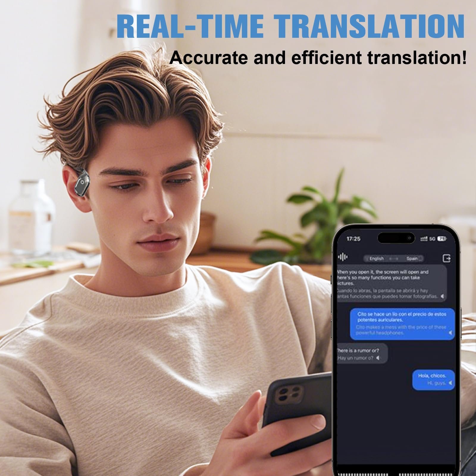 Бездротові Bluetooth навушники Відкритого Типу з AI Голосовим Перекладом, в Реальному Часі, фото №5
