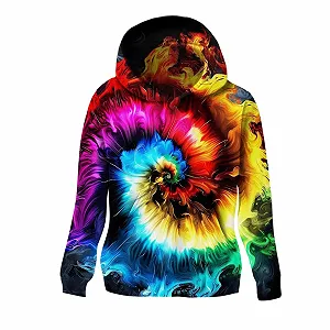 Худи Generisch Детский Радужная Спираль Художественный Принт Толстовка для Мальчиков и Девочек Уличный Стиль Яркие Цвета - Фото 1