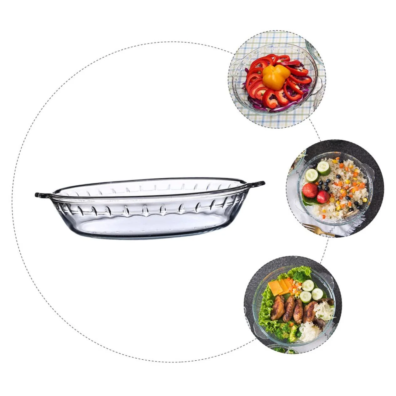 Деко скляне GALPADA для мікрохвильової печі жаростійке прозоре, фото №5