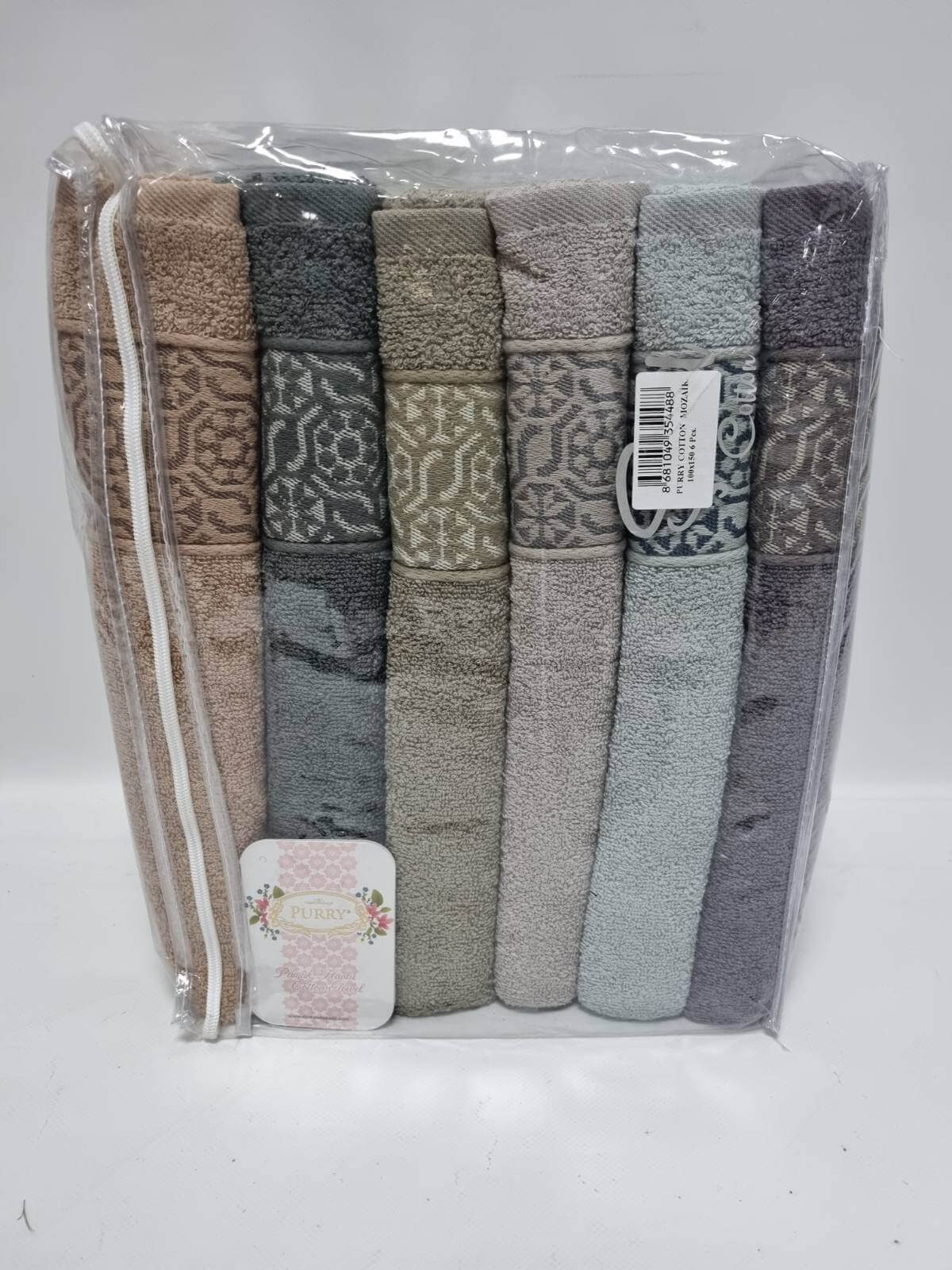 Набор хлопчатобумажных полотенец для ванной Purry Cotton Mozaik 100х150см 6 штук, фото №3