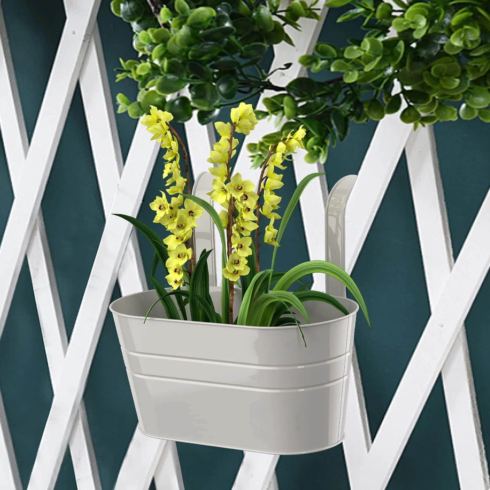 Горщик квітковий підвісний Металевий зі знімними гачками Сірий Scatter, фото №4