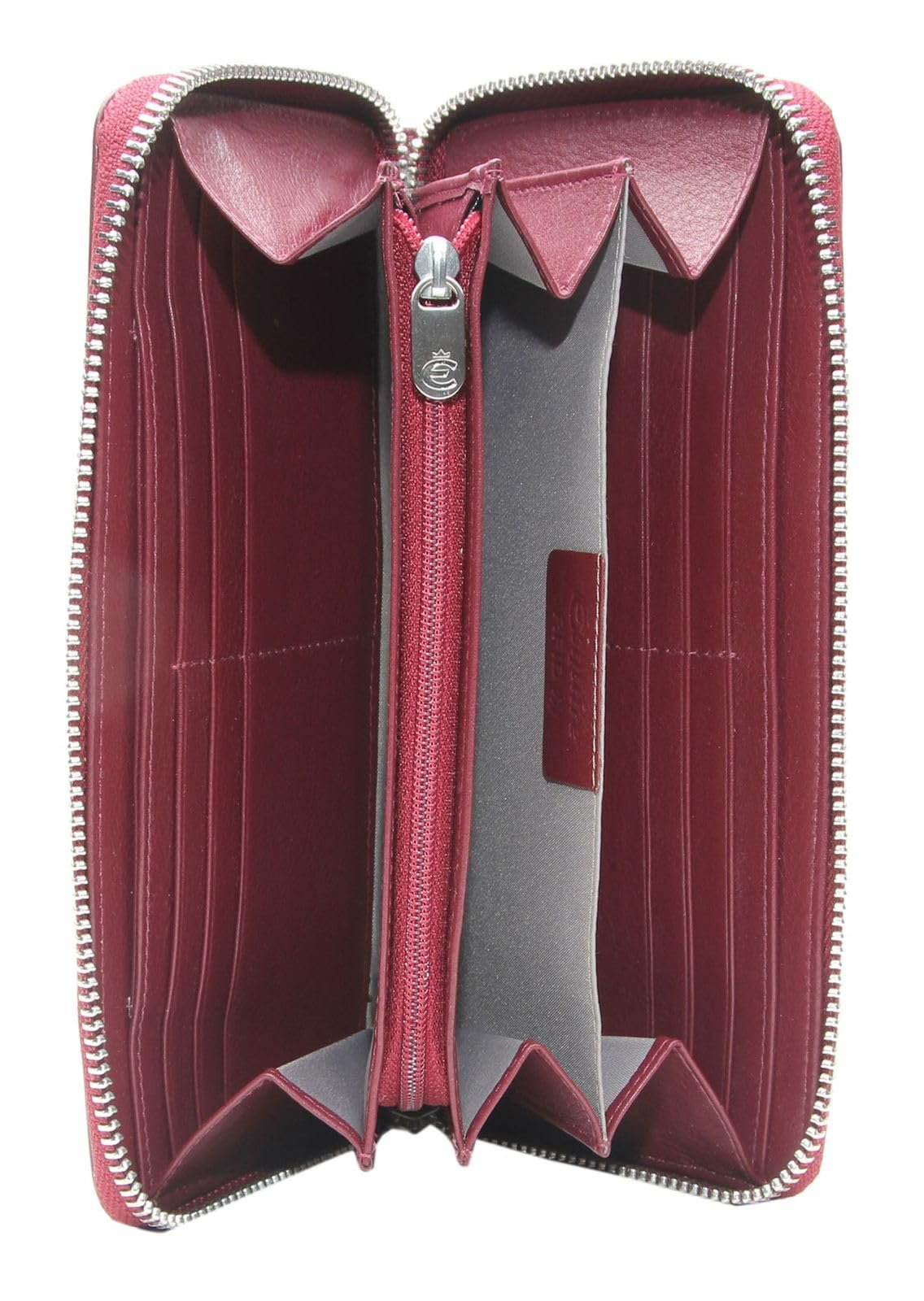 Кошелек кожаный Esquire Viktoria RFID 19 см, бордовый, фото №2