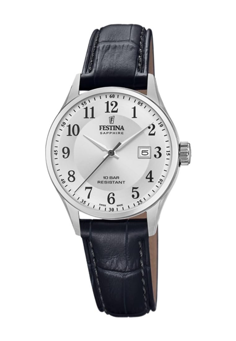 Женские часы Festina Swiss Made Серебристый Серый Кожаный Ремешок, фото №1 Женские часы Festina Swiss Made Серебристый Серый Кожаный Ремешок, фото №1