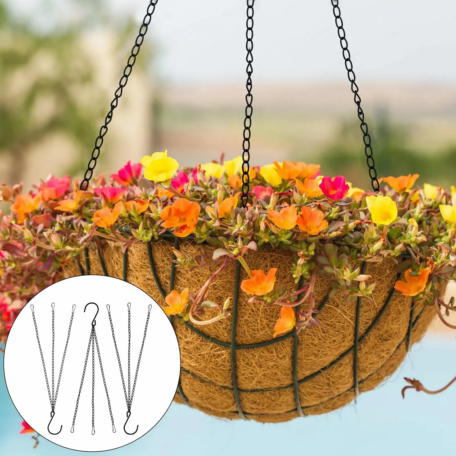 Подвесные металлические цепочки для кашпо Чорные 6 шт. Железо, фото №6