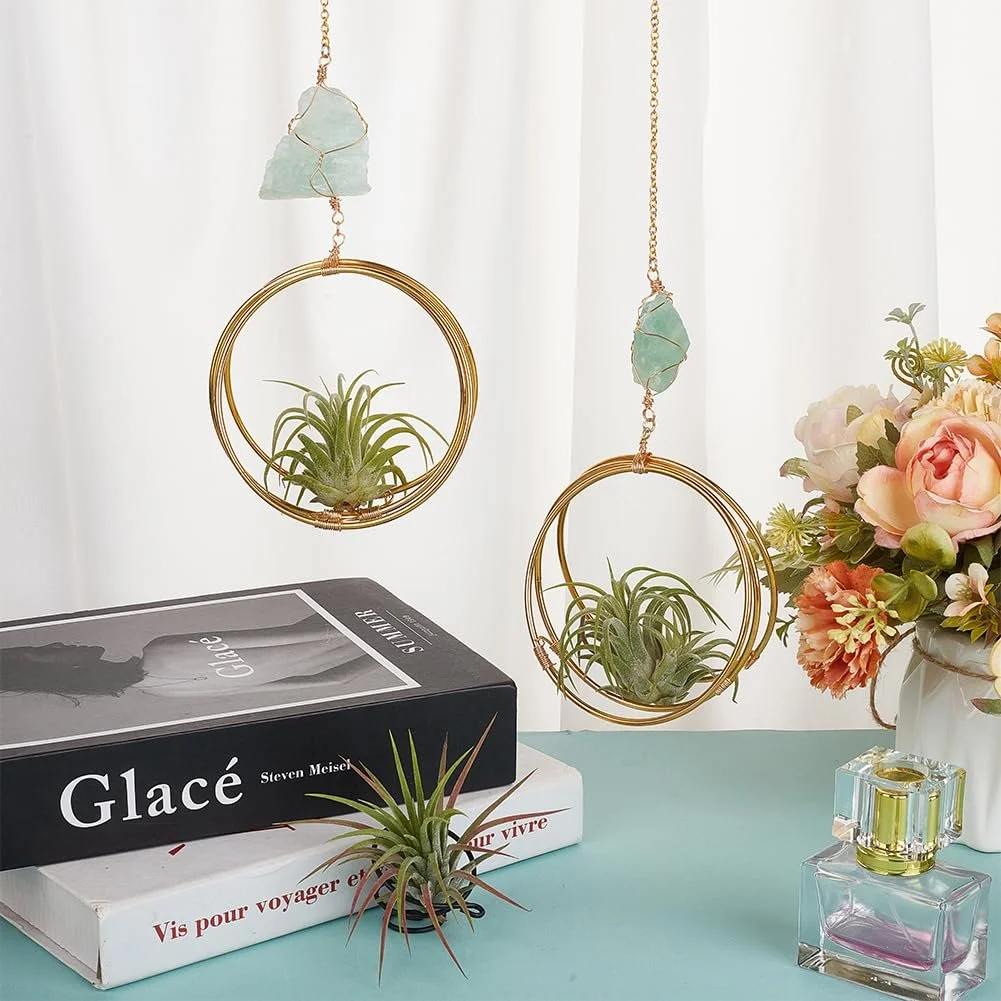 Підвіси для повітряних рослин OLYCRAFT Металеві Золотисті з флюоритом 2 шт., фото №4 Підвіси для повітряних рослин OLYCRAFT Металеві Золотисті з флюоритом 2 шт., фото №4