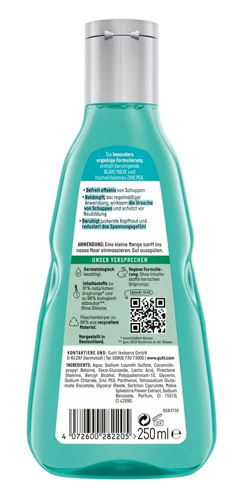 Шампунь Guhl против перхоти 250 мл для зудящей кожи головы для мужчин и женщин, фото №2