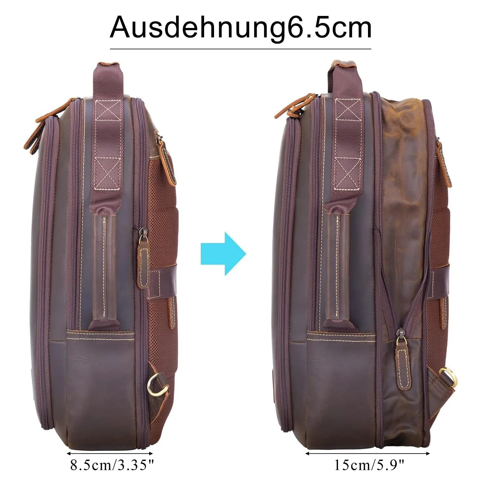 Рюкзак для ноутбука TIDING 15.6 дюйма Leather Business, фото №3 Рюкзак для ноутбука TIDING 15.6 дюйма Leather Business, фото №3