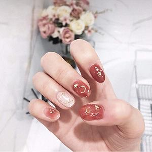 Стразы для ногтей Микс Размеров Металлические заклепки Звезда Луна Солнце Золото, 4 коробки synthetic.ua - Фото 1