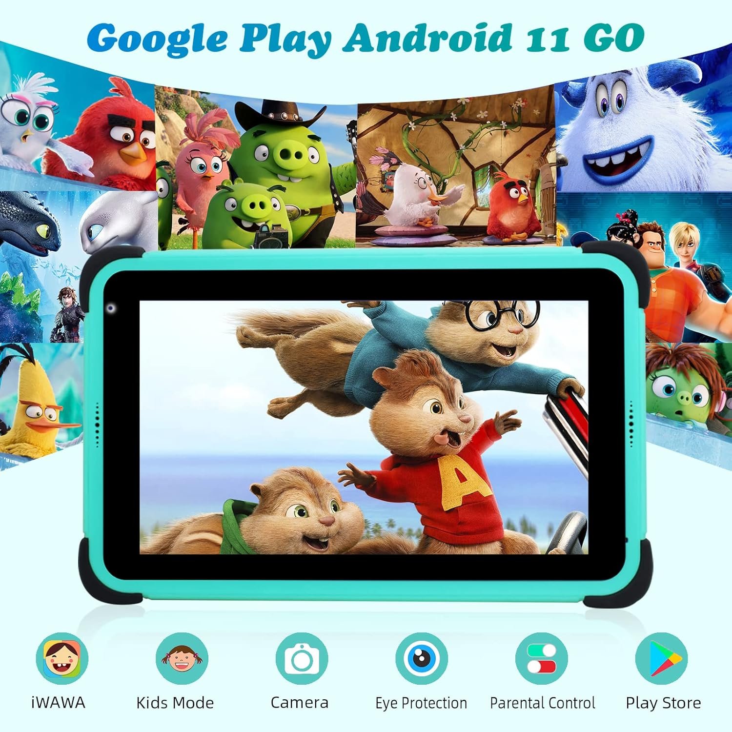 Планшет 8" Weelikeit C85W 2/32GB 4 ядра Android 13 Чорно-зелений, фото №2