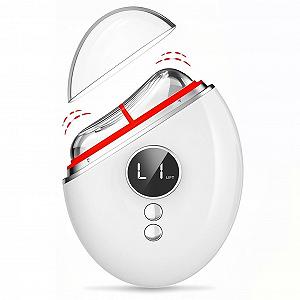 EMS Gua Sha Robofun Масажер для обличчя Електричний проти зморшок з вібрацією та нагріванням, пристрій для підтяжки обличчя з червоним, синім, зеленим світлом, для обличчя, проти зморшок, антивіковий - Білий - Фото 1