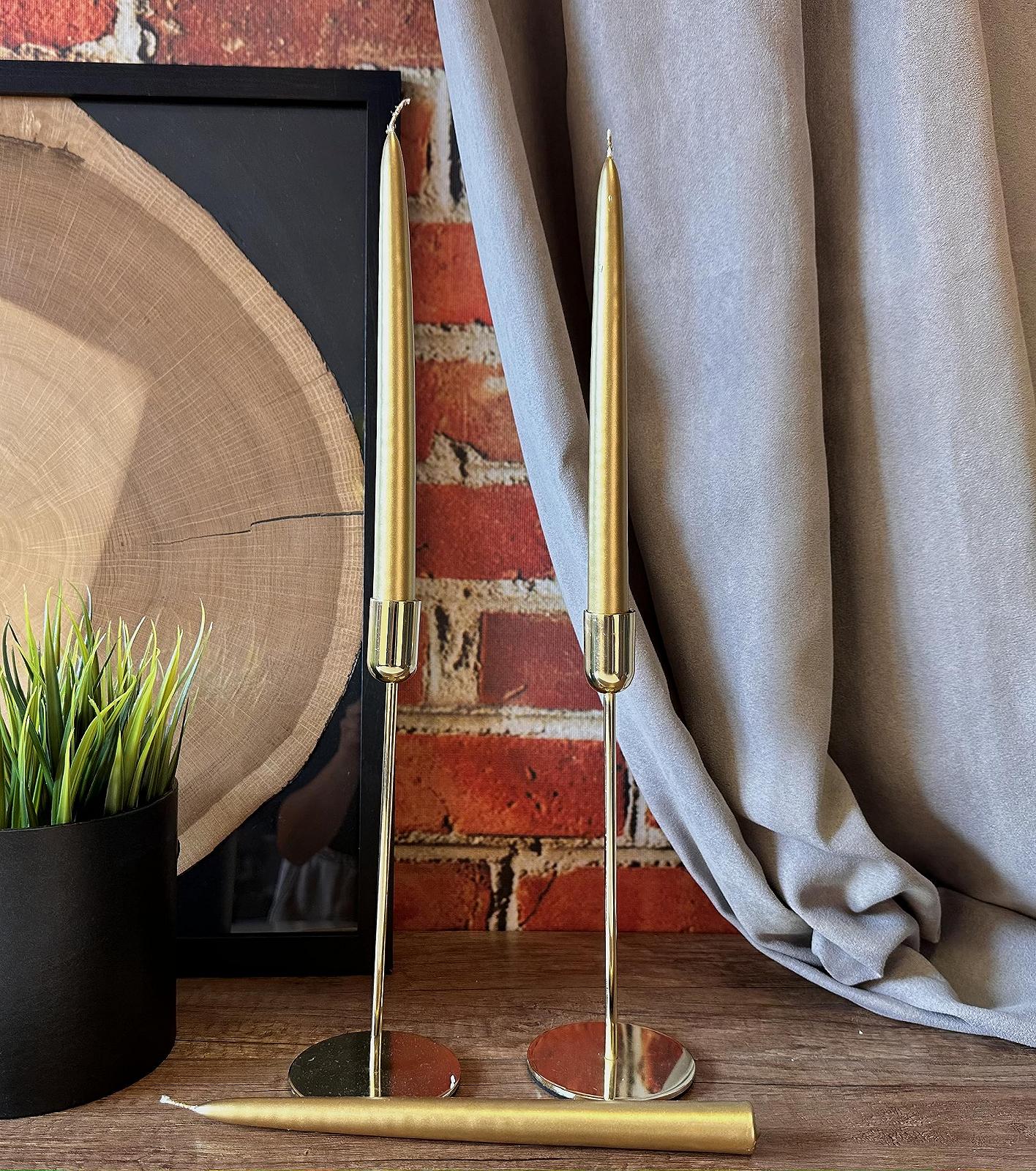 Набір Свічки Конічні Металеві 29 см Золоті, фото №2