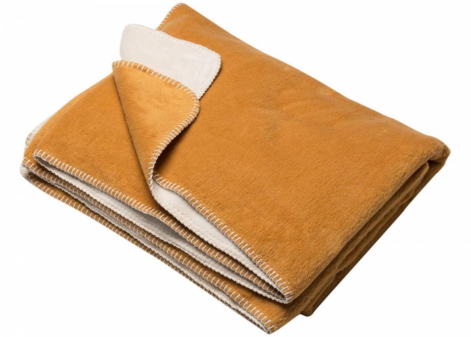 Плед David Fussenegger Savona Однотонний Двосторонній З коротким ворсом 150 x 200 см Золотий Жовтий, фото №2